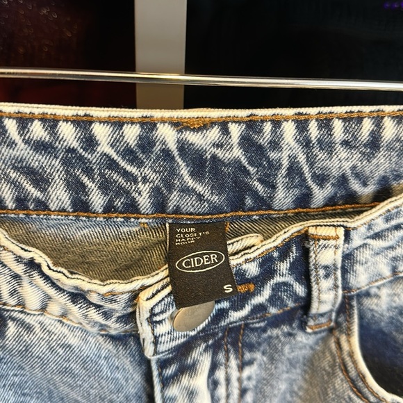 Cider acid wash 4 pocket raw hem distressed flare blue jeans size S - Picture 2 of 3